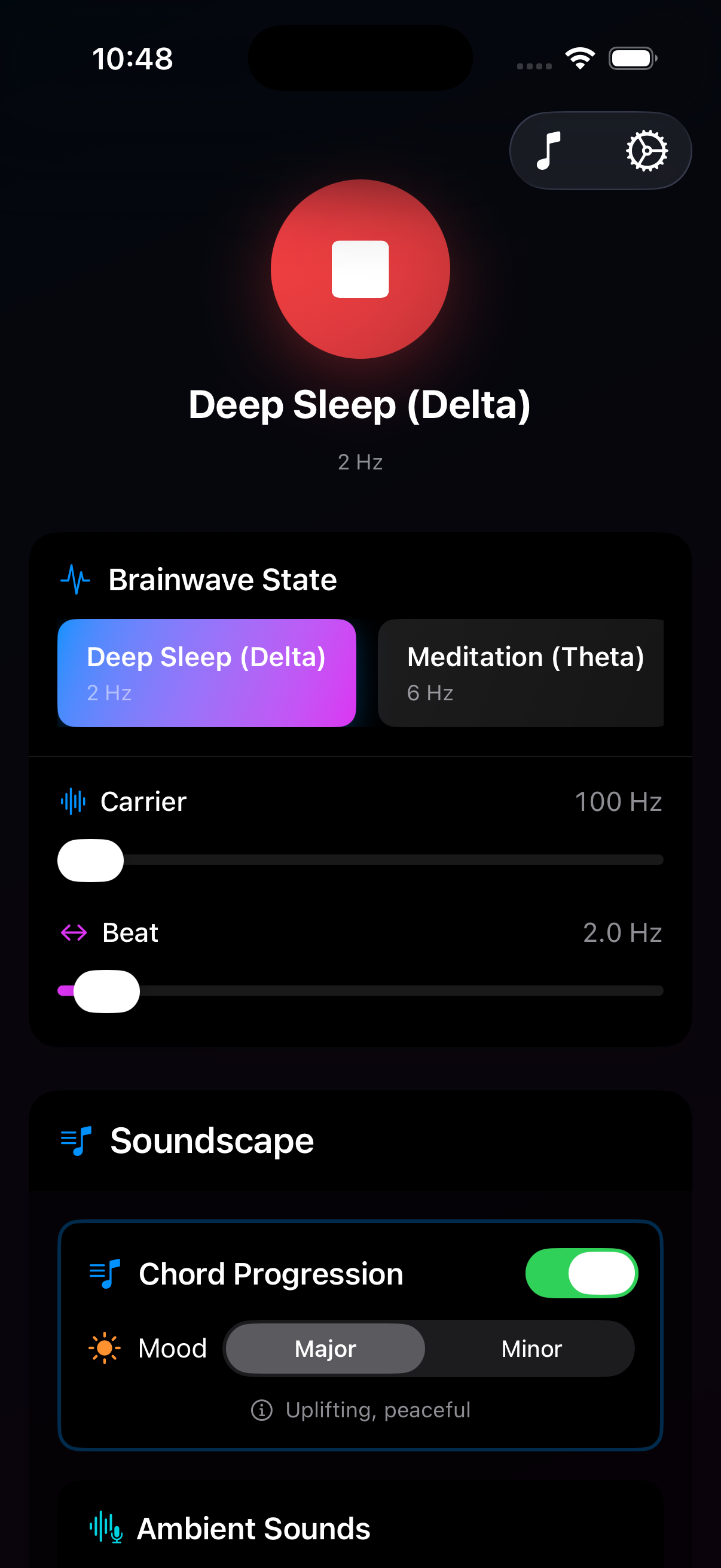 Hz: Binaural Beats Generator app screenshot