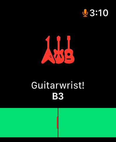 GuitarWrist app screenshot on Apple Watch